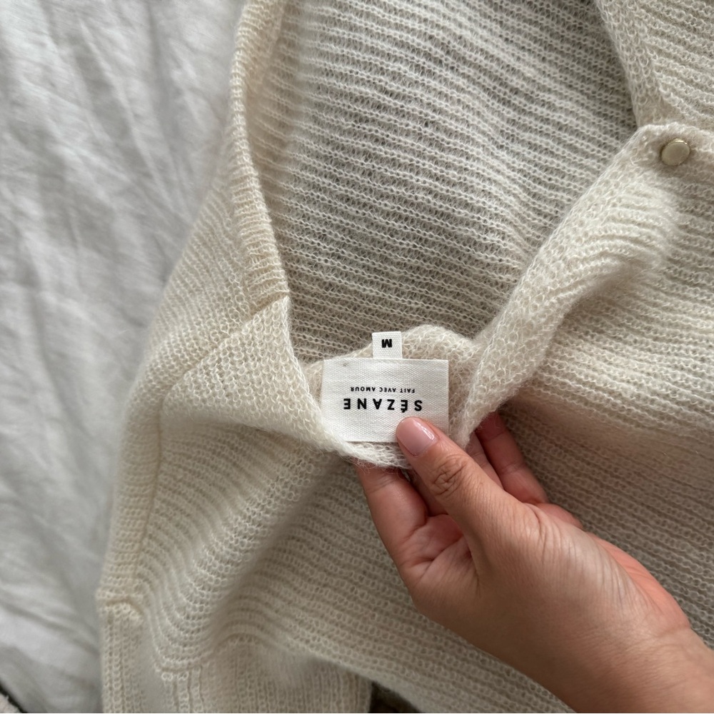 Sezane Ecru Barry Cardigan Sz M NWOT - Picture 13 of 15